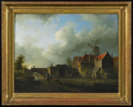 Heijde, Herman Henry op der (1813 Amsterdam - 1857 Amsterdam). Holländische Kanallandschaft mit Windmühle - photo 2