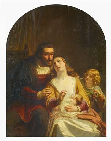 Pauwels, Ferdinand (1830 Ekeren - 1904 Dresden). Zwei Gemälde: Familienszenen in historischen Renaissancekostümen - фото 1