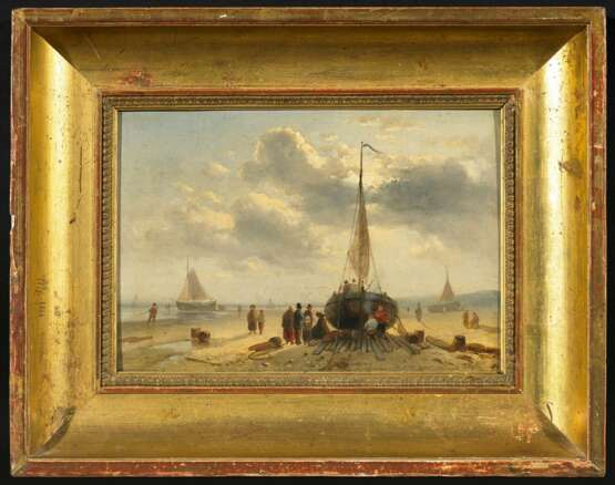Leickert, Charles (1818 Brüssel - 1907 Mainz). Aufliegende Boote am holländischen Strand - photo 2