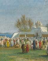 Eeckhout, Victor (1821 Antwerpen - 1880 Tanger). Die Ankunft des Paschas beim traditionellen Opferfest bei Tanger