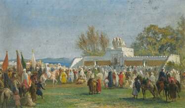Eeckhout, Victor (1821 Antwerpen - 1880 Tanger). Die Ankunft des Paschas beim traditionellen Opferfest bei Tanger