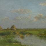 Damoye, Pierre-Emmanuel (1847 Paris - 1916 Paris). Felderlandschaft mit Heumieten - Foto 1