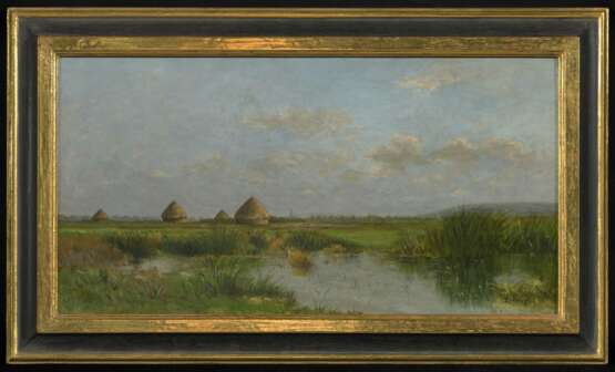 Damoye, Pierre-Emmanuel (1847 Paris - 1916 Paris). Felderlandschaft mit Heumieten - photo 2