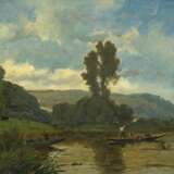 Delpy, Hippolyte-Camille (1842 Joigny - 1910 Paris). Flusslandschaft mit Fischern - Foto 1