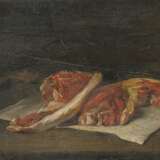 Französischer Meister - 2. Hälfte 19. Jahrhundert. Küchenstillleben mit rohem Fleisch und Schalotten - photo 1