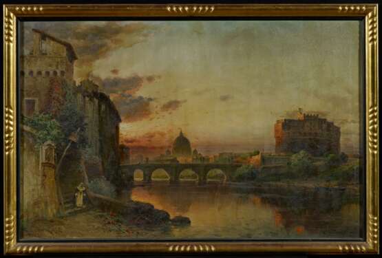 Wuttke, Carl (1849 Trebnitz - 1927 München). Rom. Dämmerlicht am Tiberufer mit Blick auf die Engelsburg und den Vatikan - photo 2