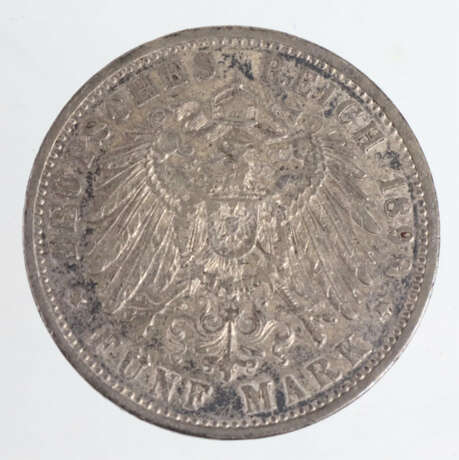 5 Mark Wilhelm II von Württemberg 1898 F - Foto 2
