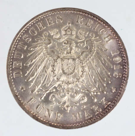 5 Mark Wilhelm II von Württemberg 1913 F - Foto 2