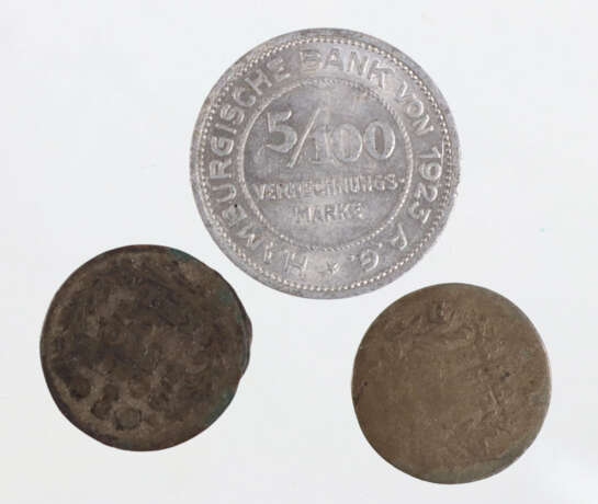 4 Münzen Alt Hamburg ab 1727/1855 unter anderem - фото 1