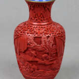 Asiatische Rotlack Vase - Foto 1