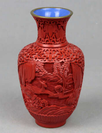 Asiatische Rotlack Vase - Foto 1