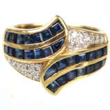 Saphir Ring mit Brillanten - Gelbgold 585 - фото 1