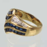 Saphir Ring mit Brillanten - Gelbgold 585 - Foto 2