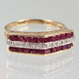 Rubin Ring mit Diamanten - Gelbgold 333 - photo 1