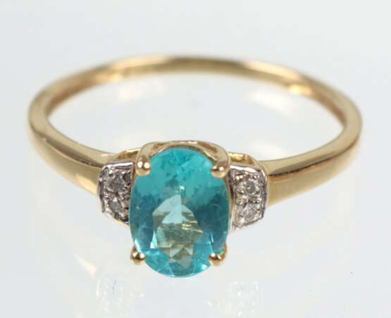 Apatit Ring mit Brillant - Gelbgold 585 - фото 1