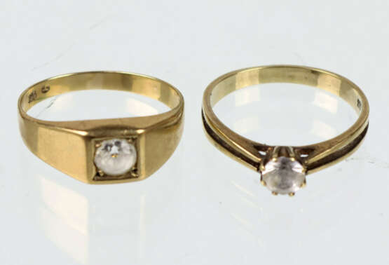 2 Damen Ringe mit Besatz - Gelbgold 333 - Foto 1