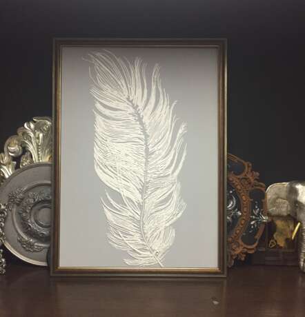 Design Painting “White feather”, Fiberboard, Acrylic paint, Contemporary art, интерьерное панно, Russia, 2021 - photo 1
