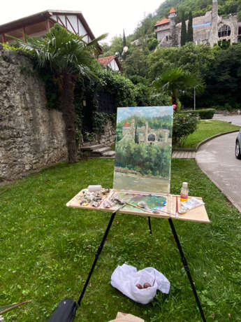 Painting “Castle of the Prince of Oldenburg in Gagra”, Canvas, Oil, Academism, Landscape painting, Russia, 2021 - photo 2