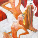 Painting “Husky and his friends”, Canvas on the subframe, Oil paint, Modernism, Everyday life, Azerbaijan, 2021 - photo 1