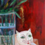 Картина «Белый кот и цветы», Холст на подрамнике, Масло на холсте, Модернизм, Цветочный натюрморт, Азербайджан, 2021 г. - фото 2