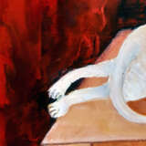 Gemälde „Weiße Katze und Blumen“, Leinwand auf dem Hilfsrahmen, Öl auf Leinwand, Modernismus, Blumenstillleben, Aserbaidschan, 2021 - Foto 3