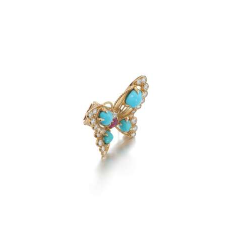 Turquoise, ruby and diamond brooch, Van Cleef & Arpels - фото 2