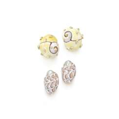 Two pairs of shell ear clips, Trianon