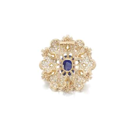 Sapphire and diamond brooch - photo 3