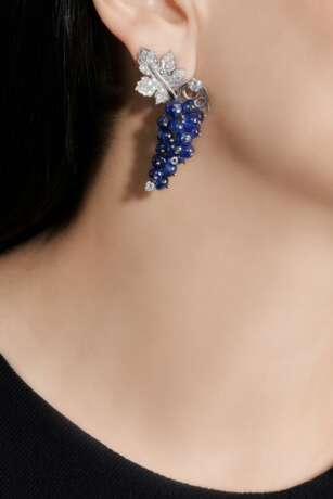 Pair of sapphire and diamond earrings, Boucheron - фото 4