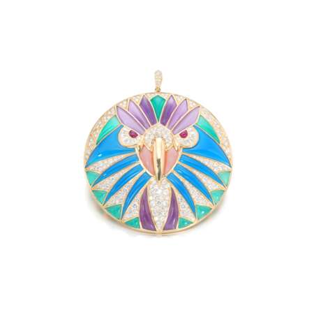 Gem set and diamond pendant, 'Owl', Michele della Valle - Foto 1