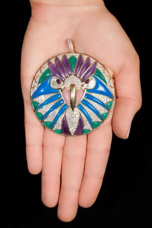 Gem set and diamond pendant, 'Owl', Michele della Valle - photo 4