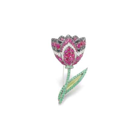 Gem set and diamond brooch, 'Tulip', Michele della Valle - photo 1