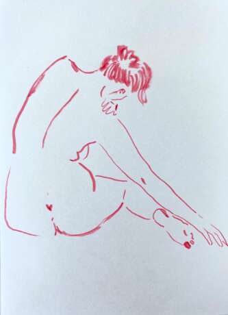 Gemälde „Nackt“, Papier, Hand Grafik, Realismus, Genre Nude, Russland, 2020 - Foto 1