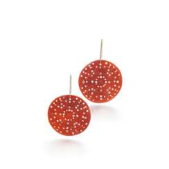 Pair of carnelian and diamond earrings, Michele della Valle