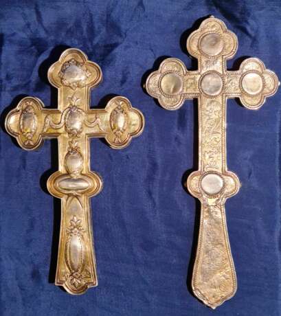 Пара старинных напрестольных крестов в стиле Русское Барокко “A pair of altar crosses. Baroque. 18c”,  2 pcs., Мастерская 