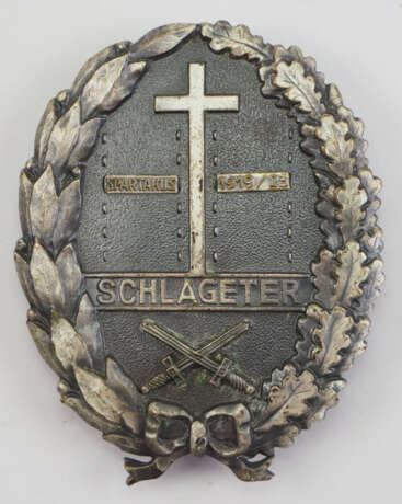 Freikorps: Schlageter-Gedächtnis-Bund: Schlageterschild 2. Form, mit Schwertern SPARTAKUS 1919/23. - Foto 1