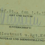 Kraftfahr-Bewährungsabzeichen, in Gold Besitzzeugnis für einen Feldwebel im Rgt.Stab/ Fallschirm Panzer Regiment "Hermann Göring". - фото 2