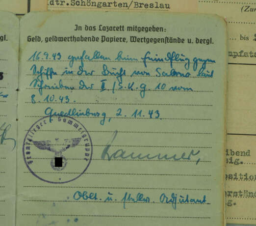 Dokumentennachlass eines gefallenen Hauptmann der II./ Schnellkampfgeschwader 10. - фото 3
