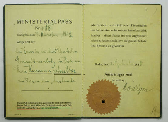 Ministerialpass für den Kanzler beim Deutschen Generalkonsulat in Batavia. - фото 8
