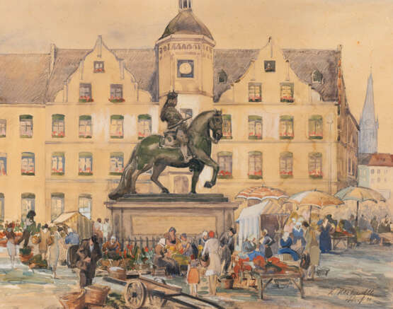 HANNS HERKENDELL, DÜSSELDORFER MARKTPLATZ MIT JAN WELLEM DENKMAL - photo 1