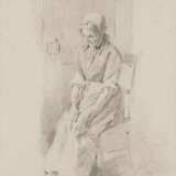 WILHELM BUSCH, PORTRAIT EINER ALTEN FRAU AUF EINEM STUHL SITZEND (UM 1875) - Foto 1