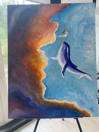 Картина маслом «синий кит», Холст на подрамнике, Масло, Современное искусство, Морской пейзаж, Россия, 2021 г. - фото 2