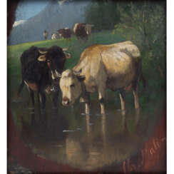 MALI, CHRISTIAN FRIEDRICH (1832-1906), "Kühe im Wasser",