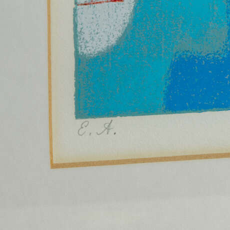 ACKERMANN, MAX (1887-1975, Prof.), "Abstrakte Komposition mit blauen und weißen Farbfeldern", - Foto 3