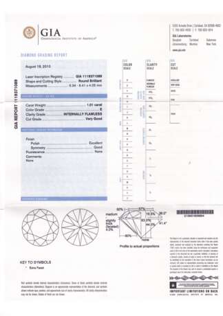 Loser Brillant von 1,01 ct, - фото 4