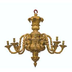 A GEORGE II GILTWOOD EIGHT-BRANCH CHANDELIER