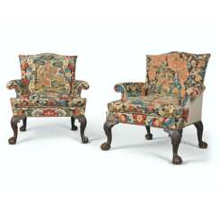 A PAIR OF GEORGE II MAHOGANY ARMCHAIRS