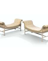 A PAIR OF EARLY GEORGE III WHITE-PAINTED SIMULATED-BAMBOO WINDOW SEATS