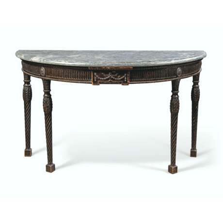 A GEORGE III GRAINED-PINE SEMI-ELLIPTICAL SIDE TABLE - photo 1