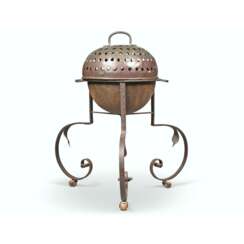 AN ENGLISH IRON AND COPPER BRAZIER